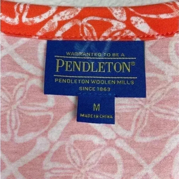 PENDLETON Women's Medium Orange Faux Wrap Print Long Sleeve Modal Cotton Knit - Picture 3 of 14